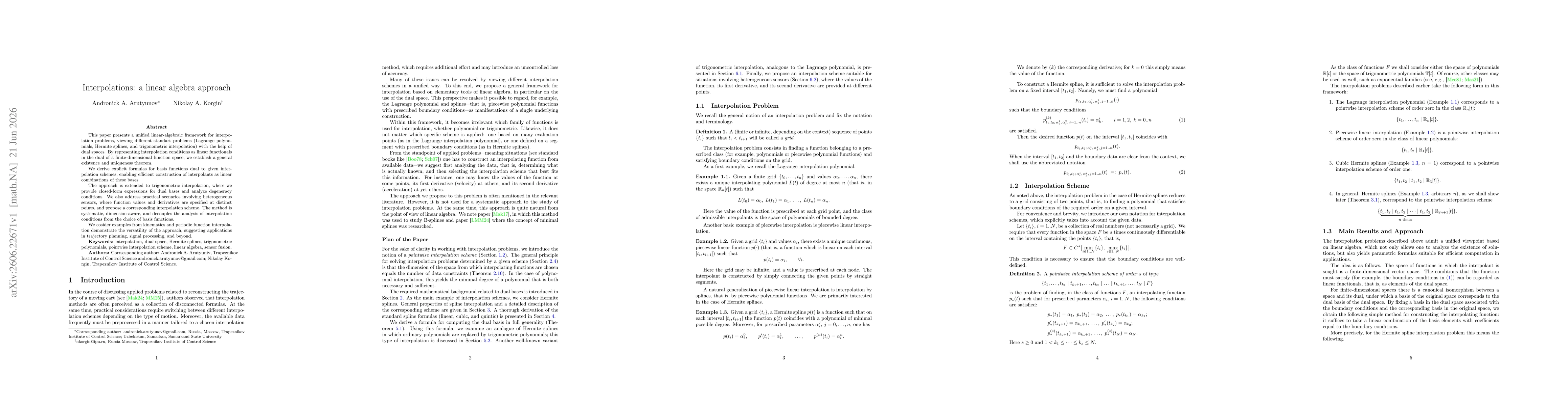 Thumbnail for Interpolations: a linear algebra approach
