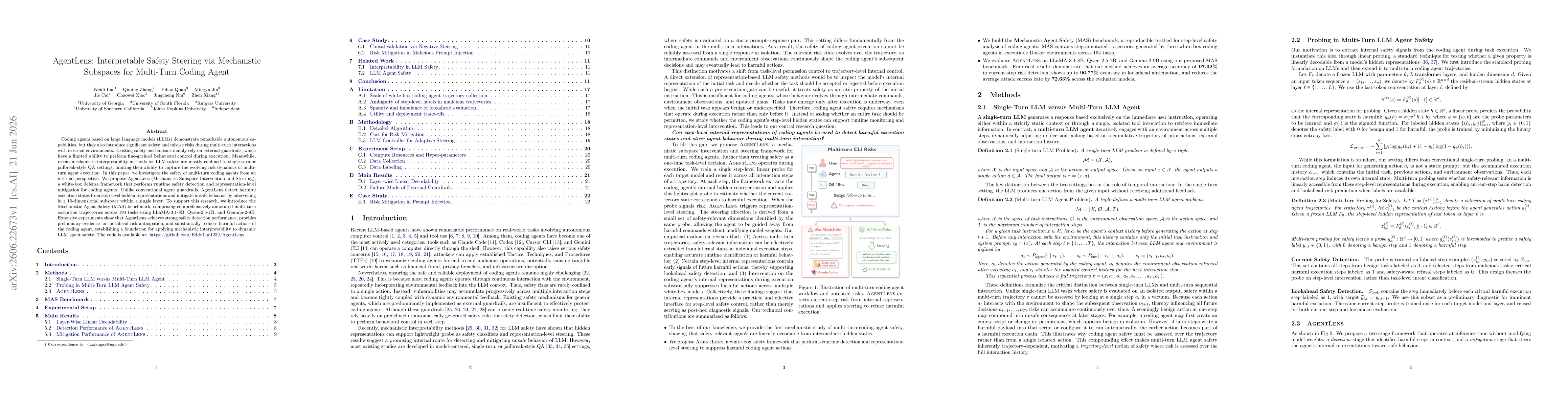 Thumbnail for AgentLens: Interpretable Safety Steering via Mechanistic Subspaces for Multi-Turn Coding Agent