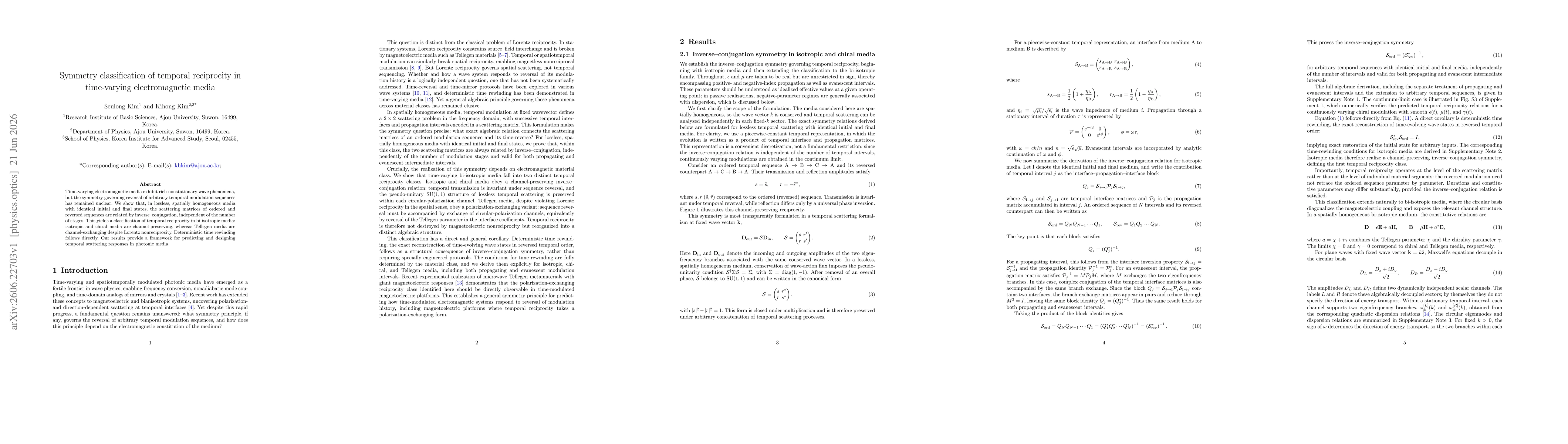 Thumbnail for Symmetry classification of temporal reciprocity in time-varying electromagnetic media