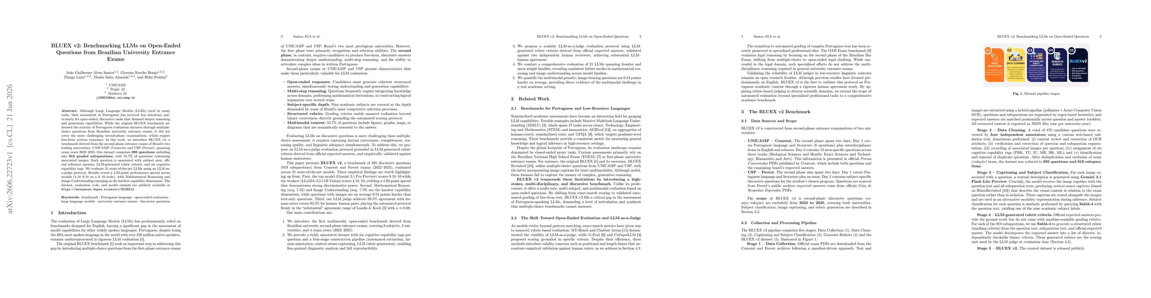 Thumbnail for BLUEX v2: Benchmarking LLMs on Open-Ended Questions from Brazilian University Entrance Exams