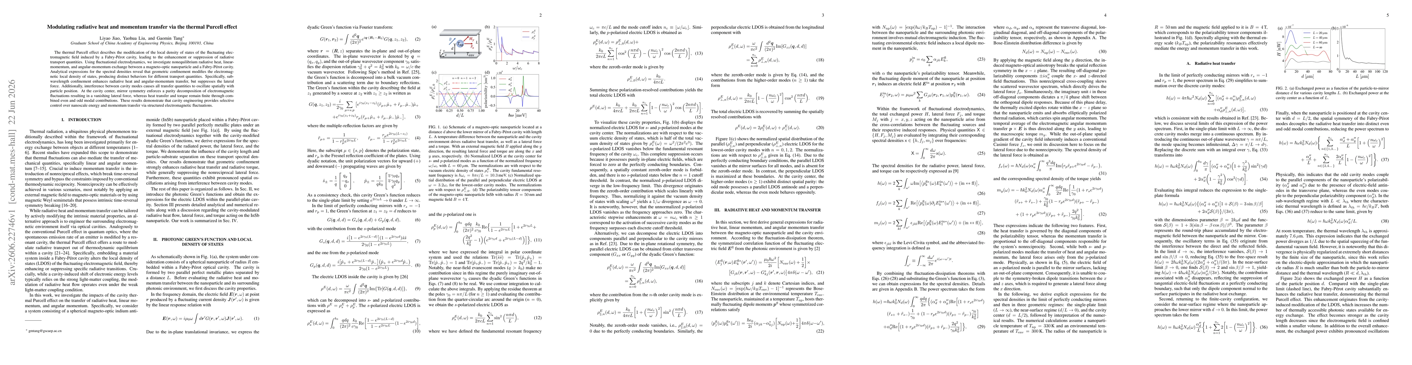 Thumbnail for Modulating radiative heat and momentum transfer via the thermal Purcell effect