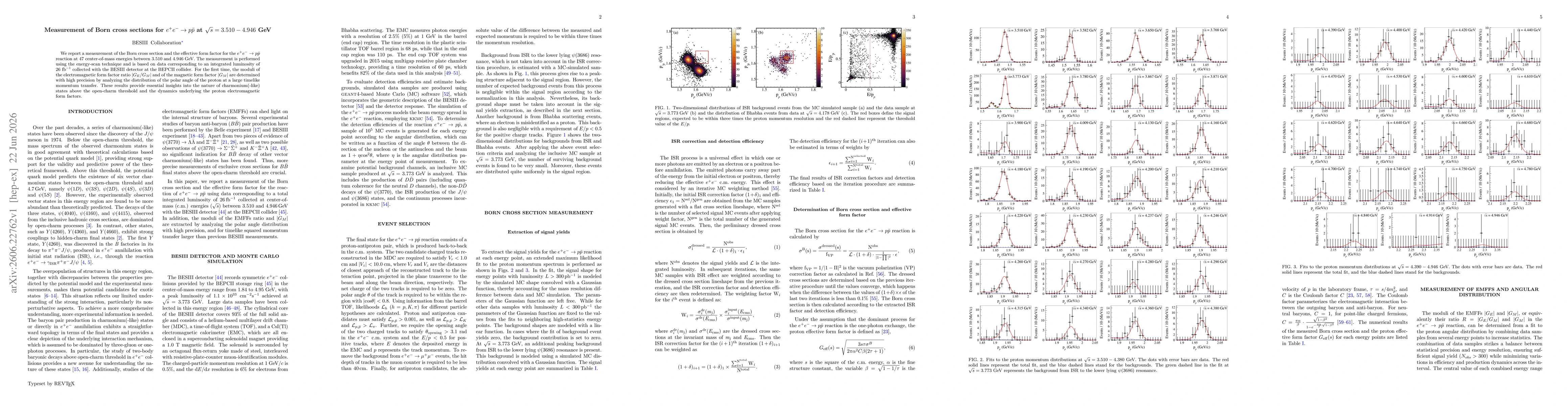Thumbnail for Measurement of Born cross sections for $e^+e^-\to p\bar p$ at $\sqrt{s} =3.510-4.946$ GeV