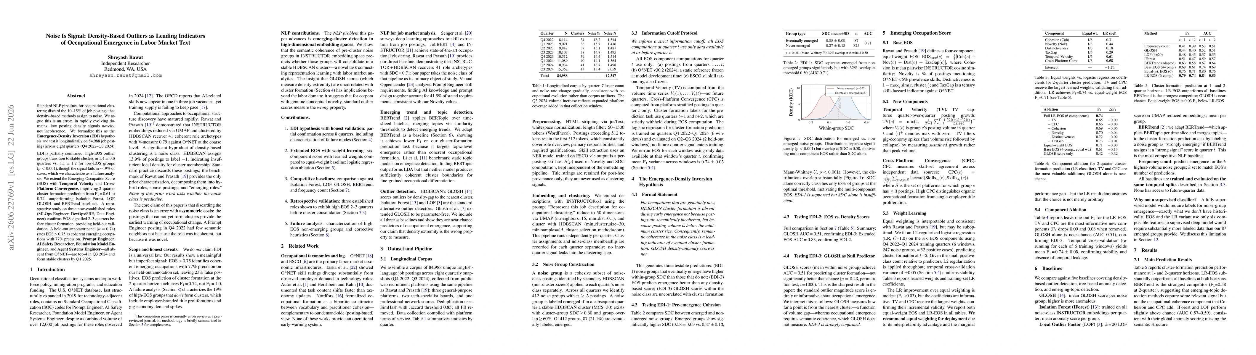 Thumbnail for Noise is Signal: Density-Based Outliers as Leading Indicators of Occupational Emergence in Labor Market Text