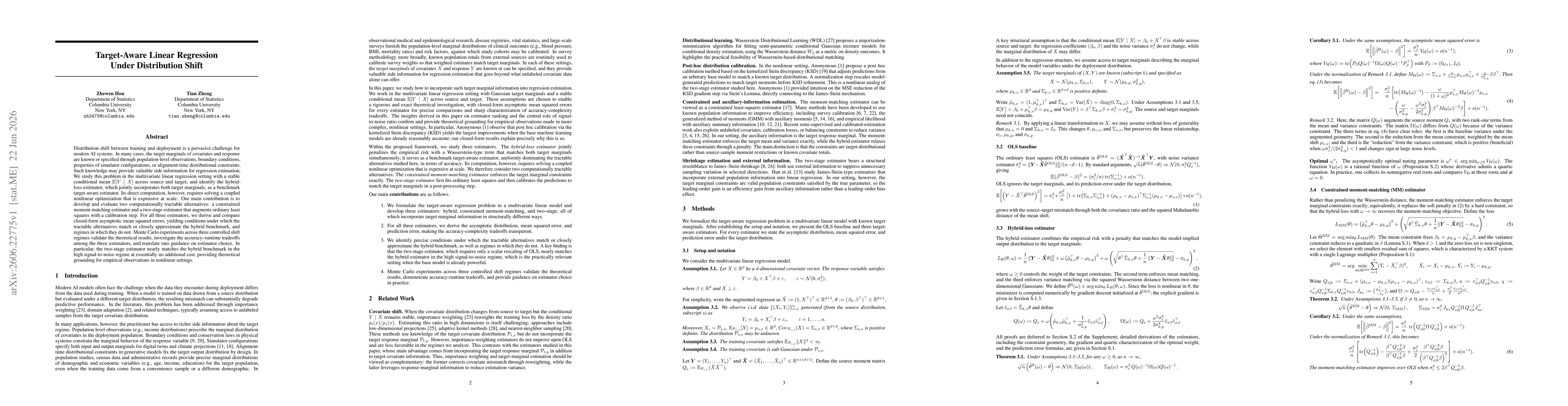 Thumbnail for Target-Aware Linear Regression Under Distribution Shift