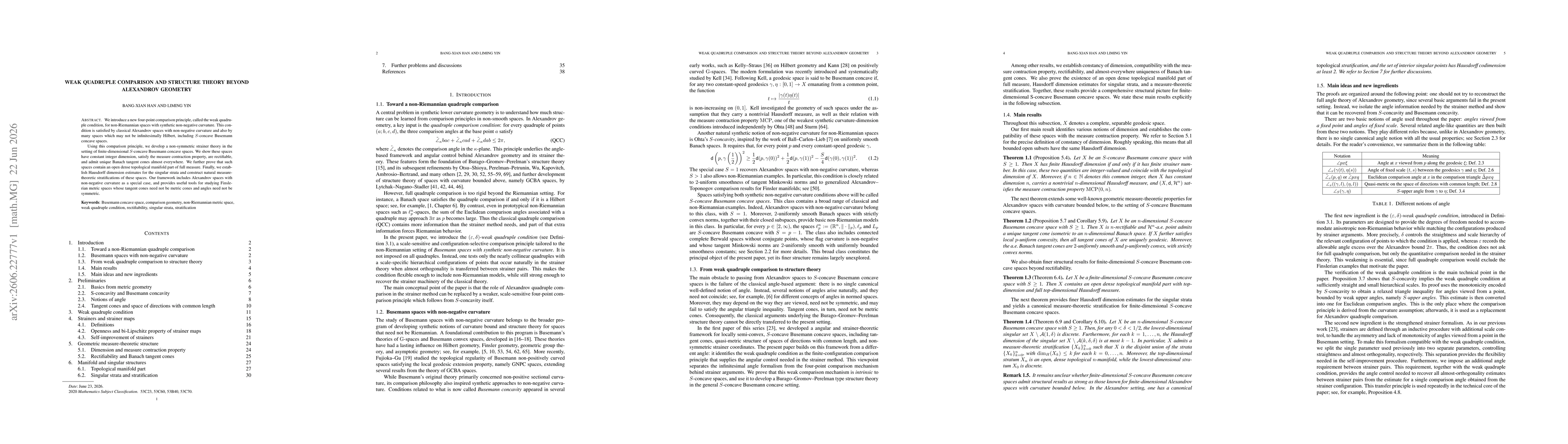 Thumbnail for Weak Quadruple Comparison and Structure Theory Beyond Alexandrov Geometry