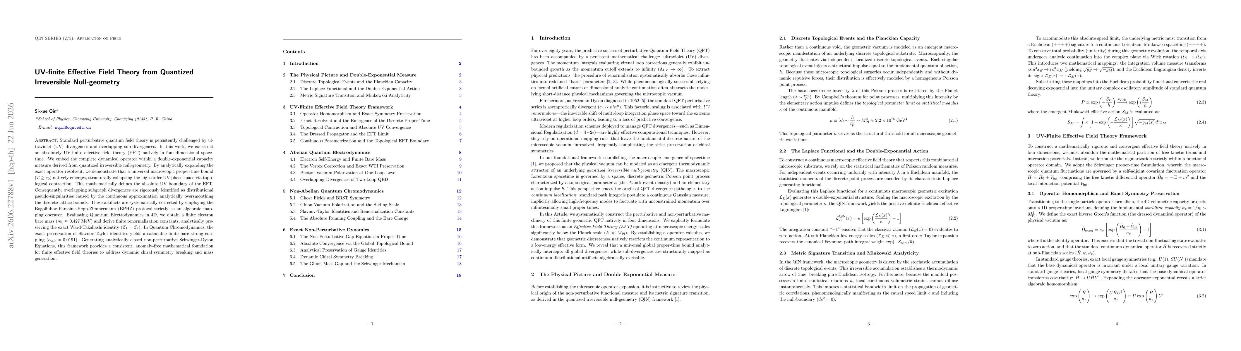 Thumbnail for UV-finite Effective Field Theory from Quantized Irreversible Null-geometry
