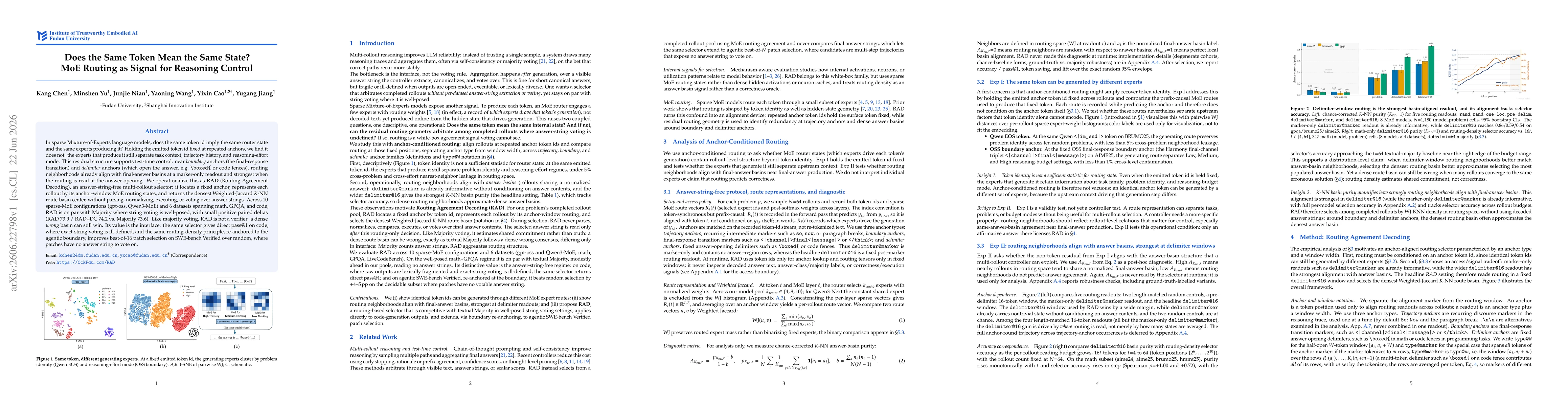 Thumbnail for Does the Same Token Mean the Same State? MoE Routing as Signal for Reasoning Control