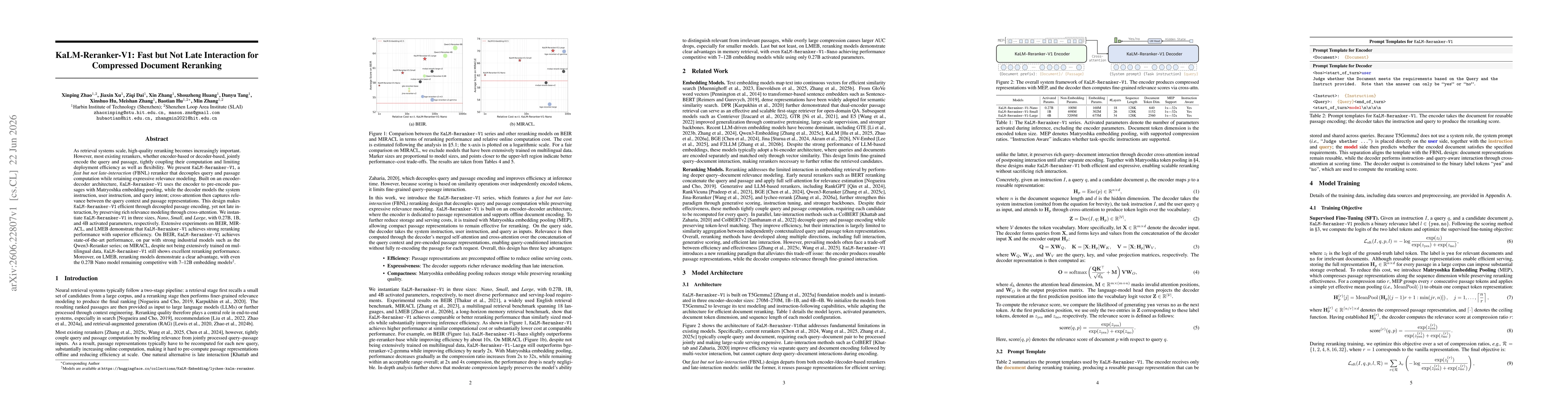 Thumbnail for KaLM-Reranker-V1: Fast but Not Late Interaction for Compressed Document Reranking