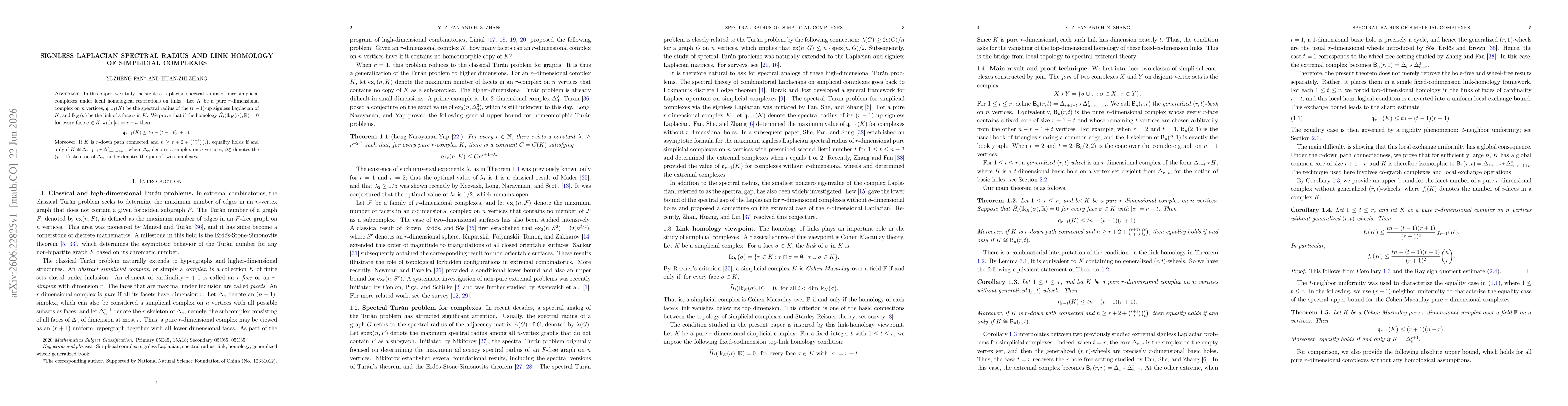 Thumbnail for Signless Laplacian Spectral Radius and Link Homology of Simplicial Complexes