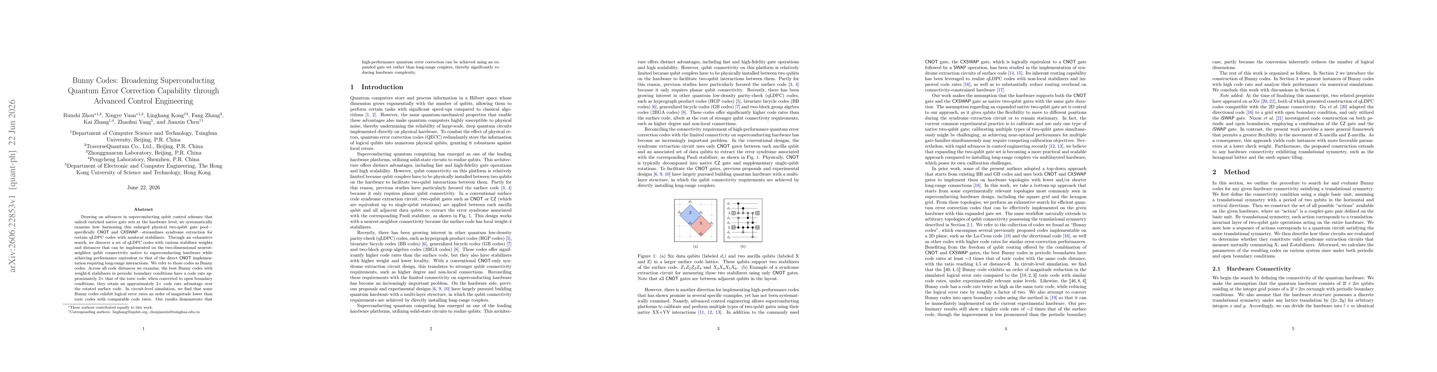 Thumbnail for Bunny Codes: Broadening Superconducting Quantum Error Correction Capability through Advanced Control Engineering