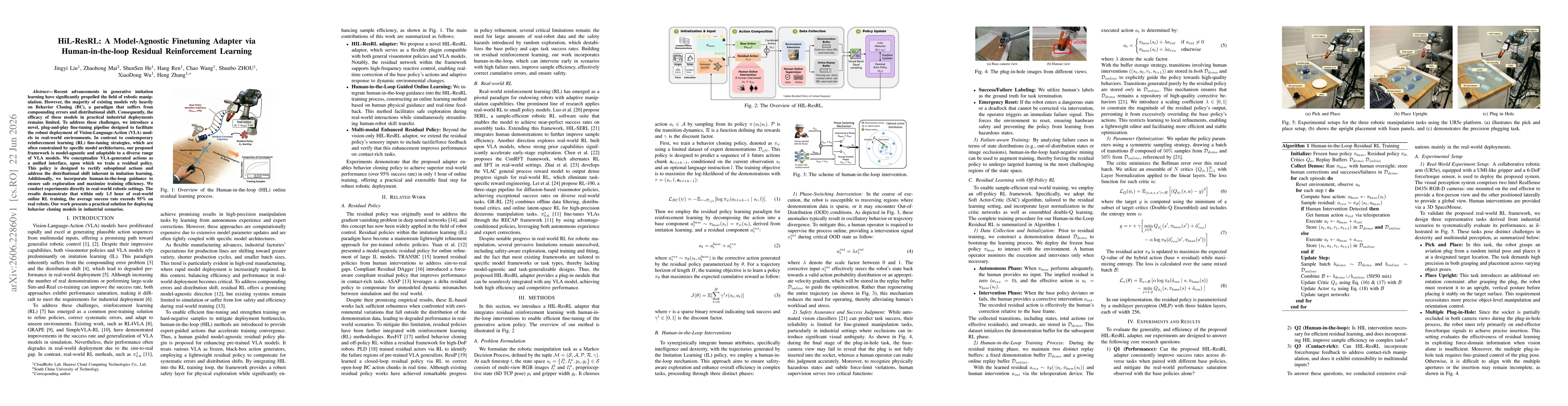 Thumbnail for HiL-ResRL: A Model-Agnostic Finetuning Adapter via Human-in-the-loop Residual Reinforcement Learning