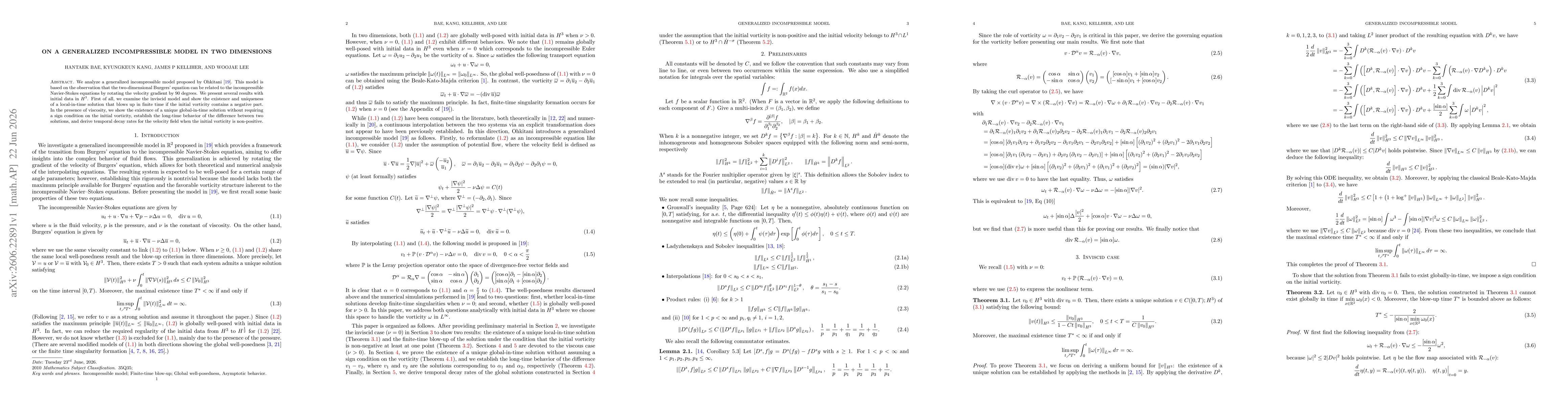 Thumbnail for On a generalized incompressible model in two dimensions