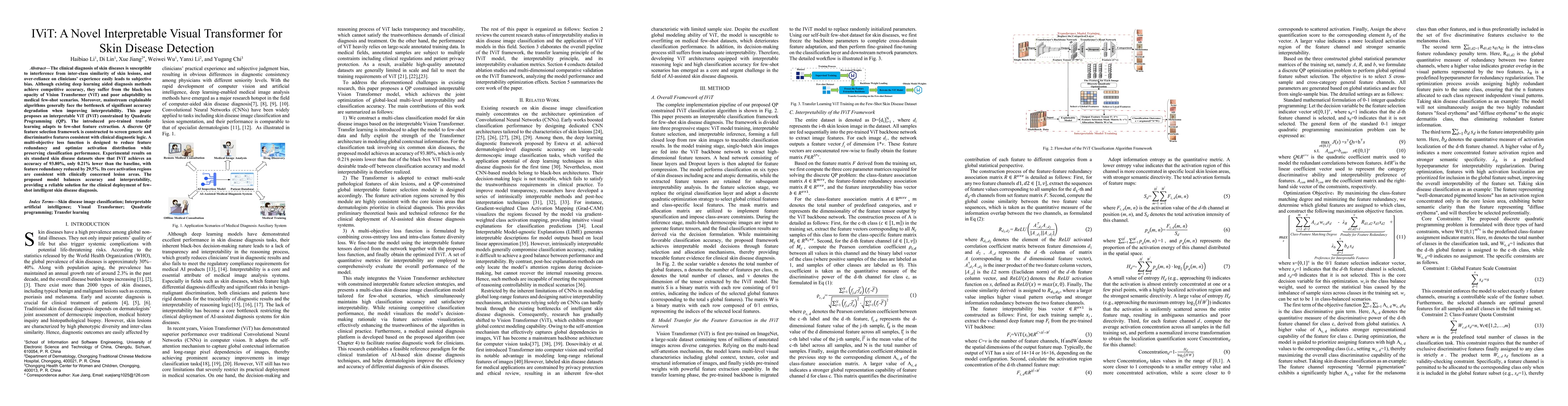 Thumbnail for IViT: A Novel Interpretable Visual Transformer for Skin Disease Detection