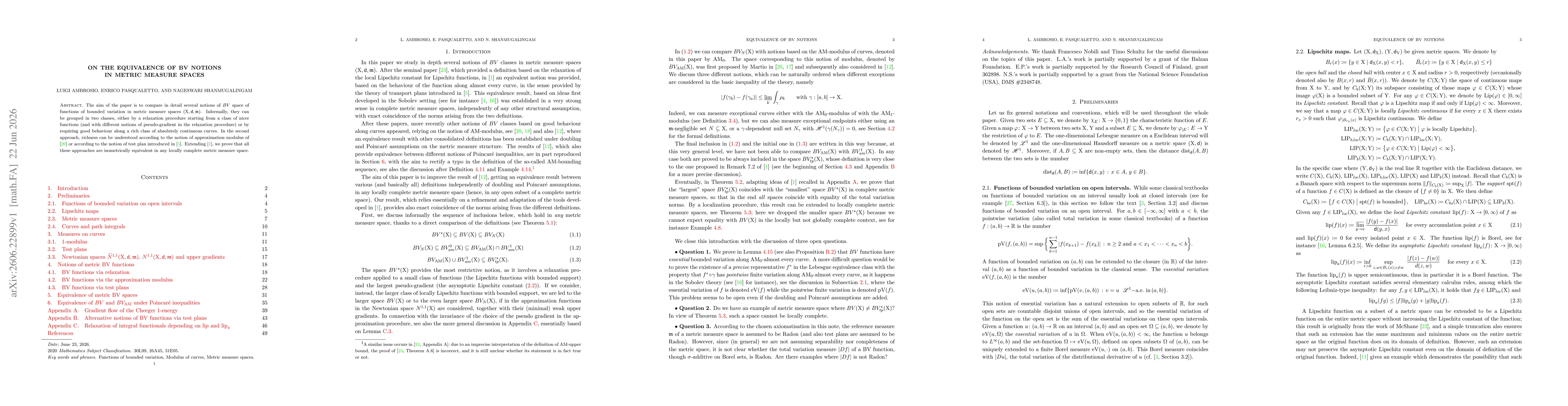 Thumbnail for On the equivalence of BV notions in metric measure spaces