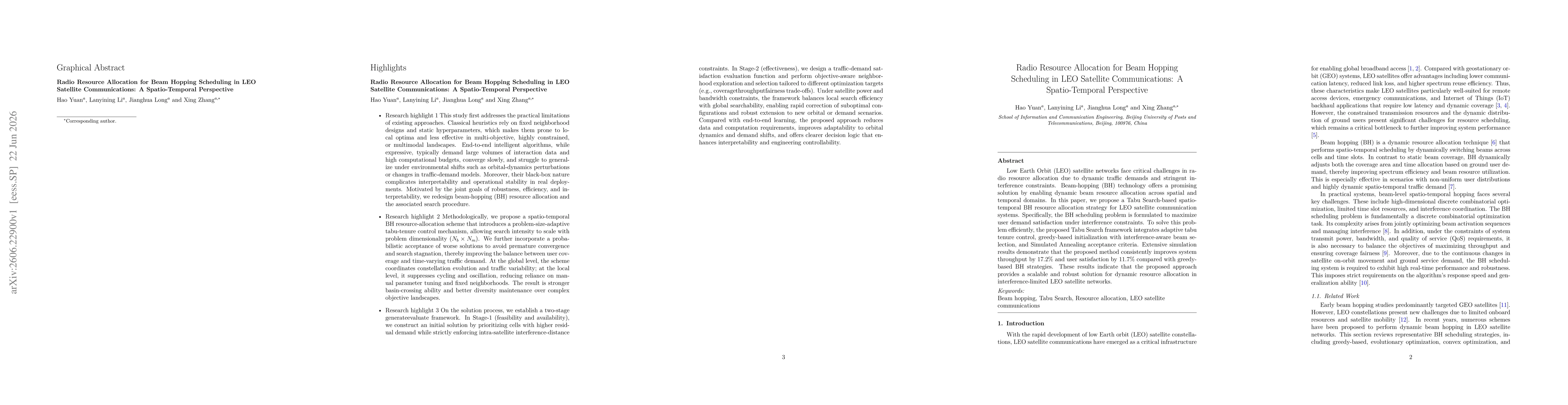 Thumbnail for Radio Resource Allocation for Beam Hopping Scheduling in LEO Satellite Communications: A Spatio-Temporal Perspective