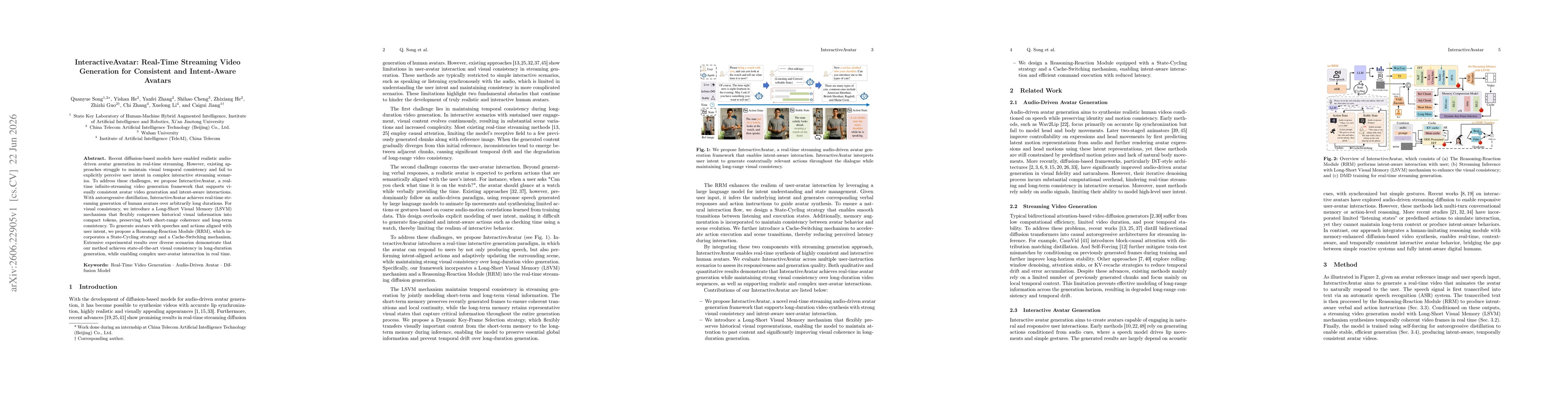 Thumbnail for InteractiveAvatar: Real-Time Streaming Video Generation for Consistent and Intent-Aware Avatars