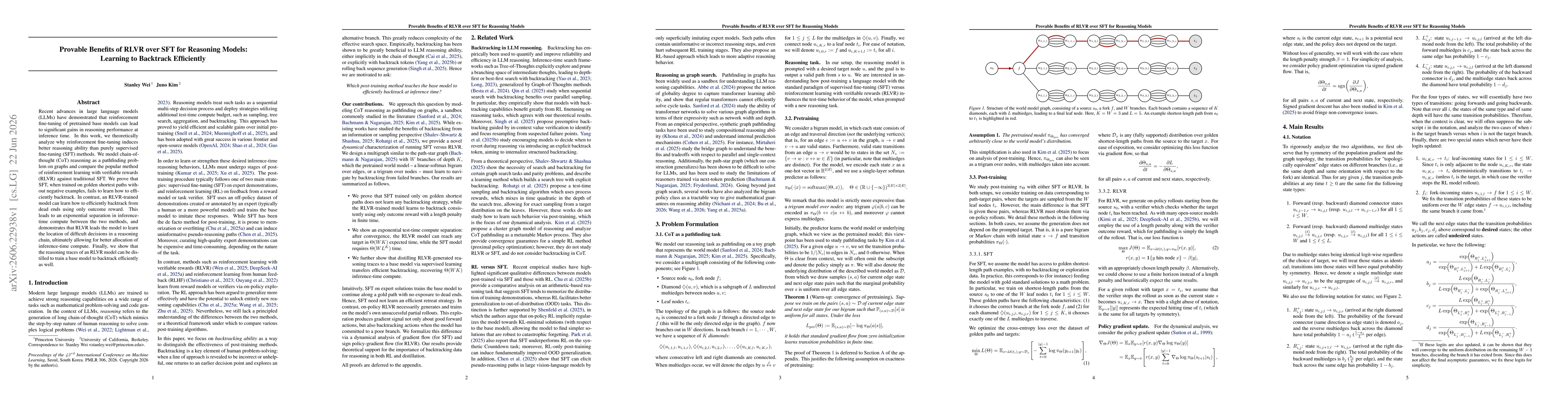Thumbnail for Provable Benefits of RLVR over SFT for Reasoning Models: Learning to Backtrack Efficiently