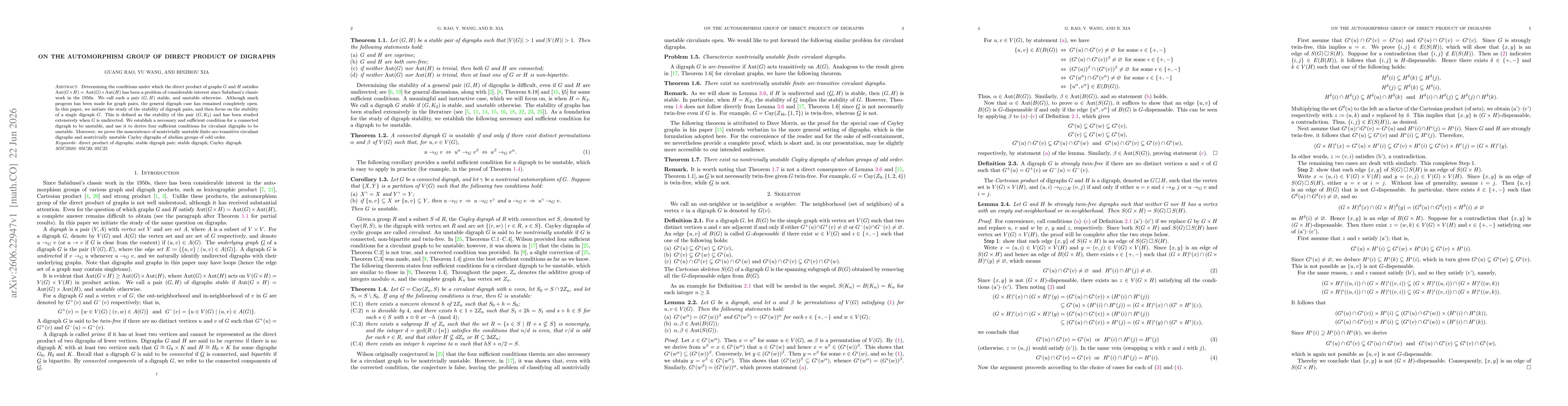 Thumbnail for On the automorphism group of direct product of digraphs