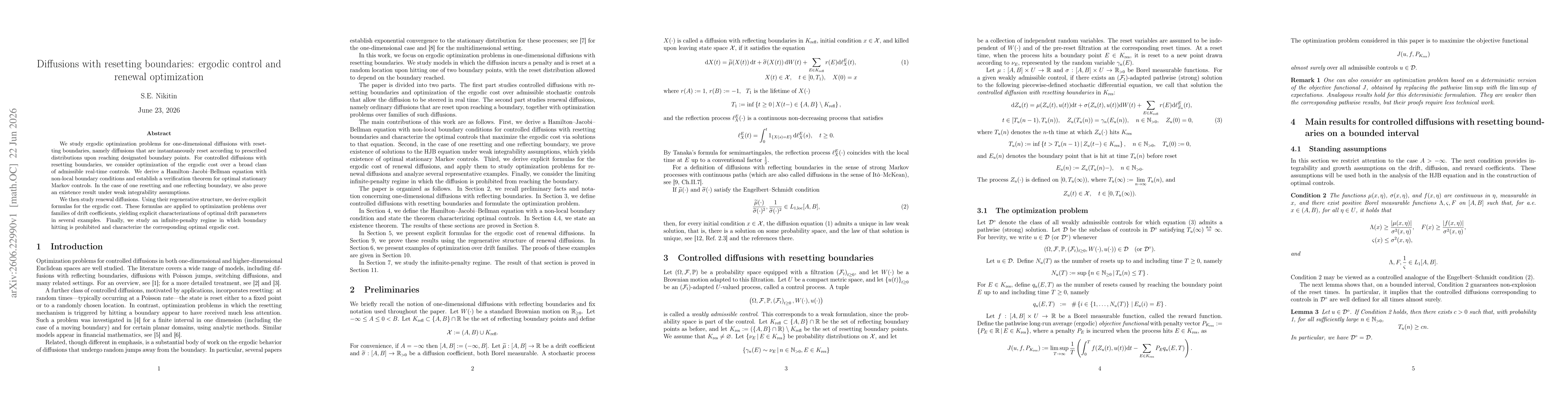 Thumbnail for Diffusions with resetting boundaries: ergodic control and renewal optimization