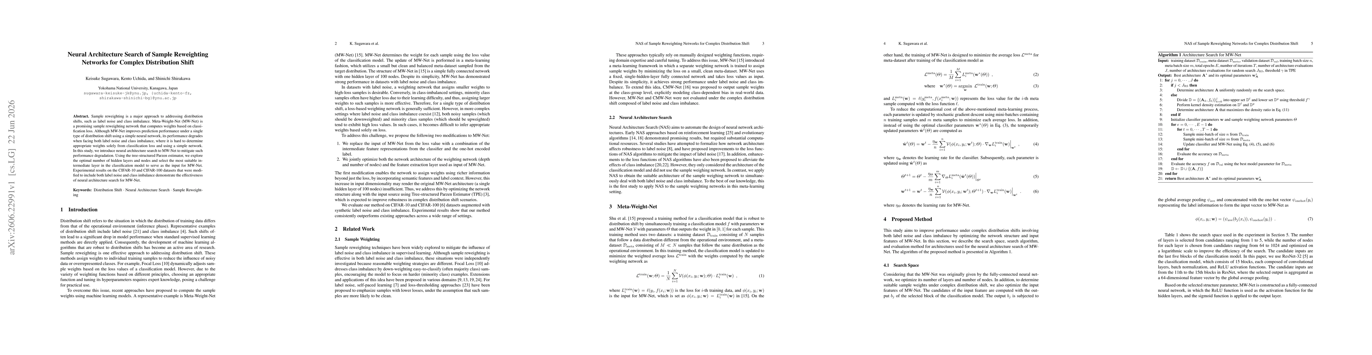Thumbnail for Neural Architecture Search of Sample Reweighting Networks for Complex Distribution Shift