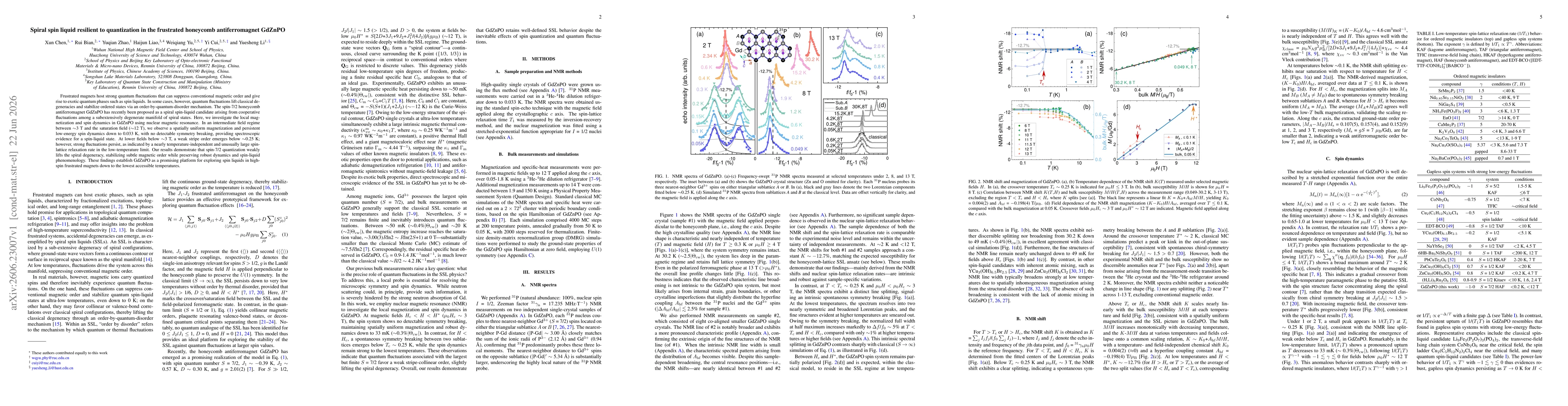 Thumbnail for Spiral spin liquid resilient to quantization in the frustrated honeycomb antiferromagnet GdZnPO