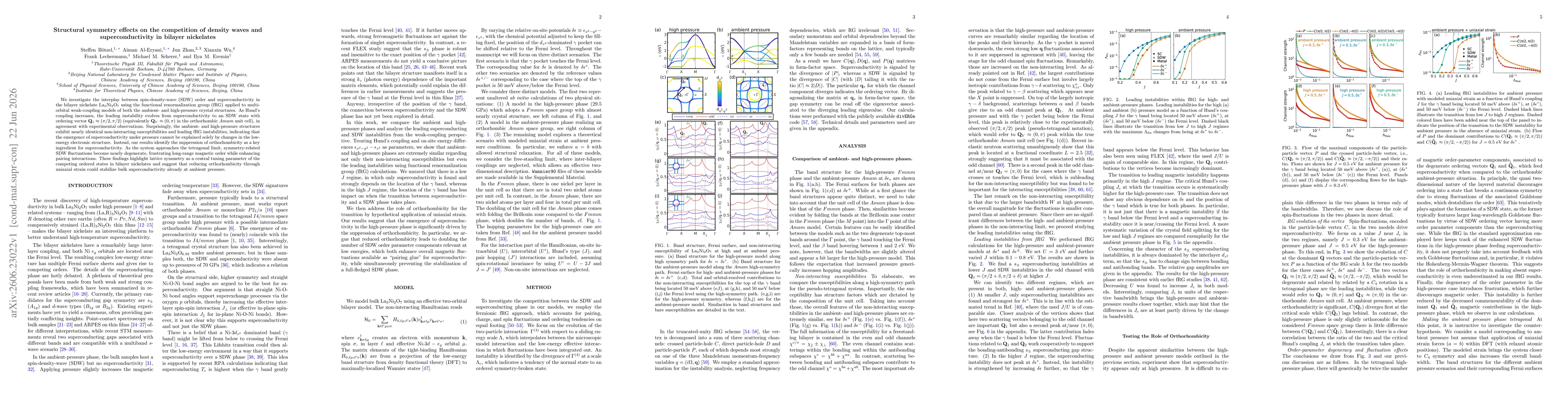 Thumbnail for Structural symmetry effects on the competition of density waves and superconductivity in bilayer nickelates