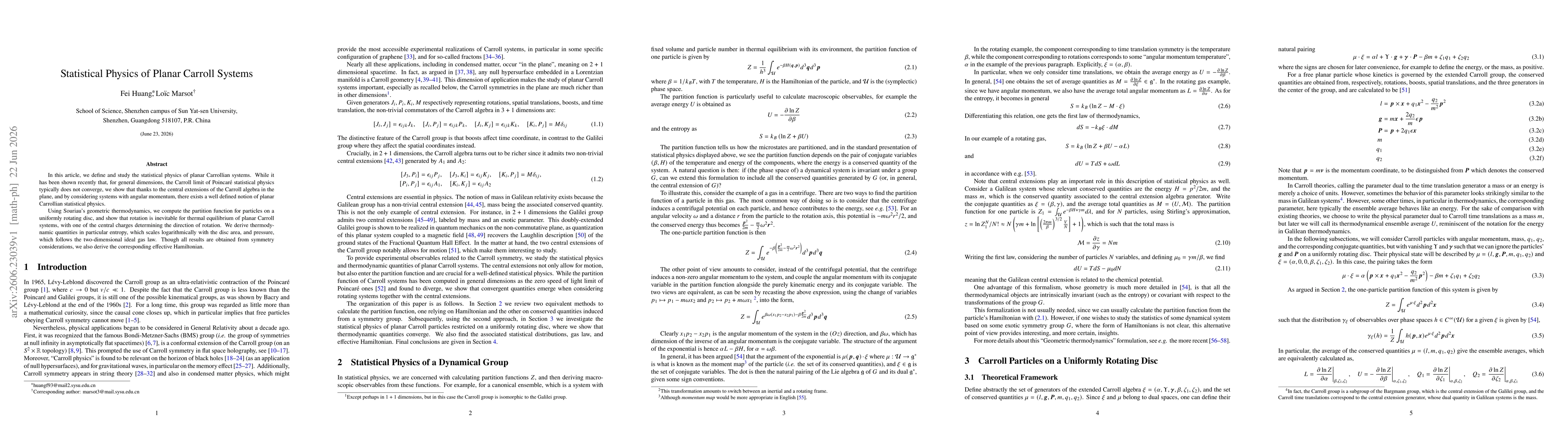 Thumbnail for Statistical Physics of Planar Carroll Systems