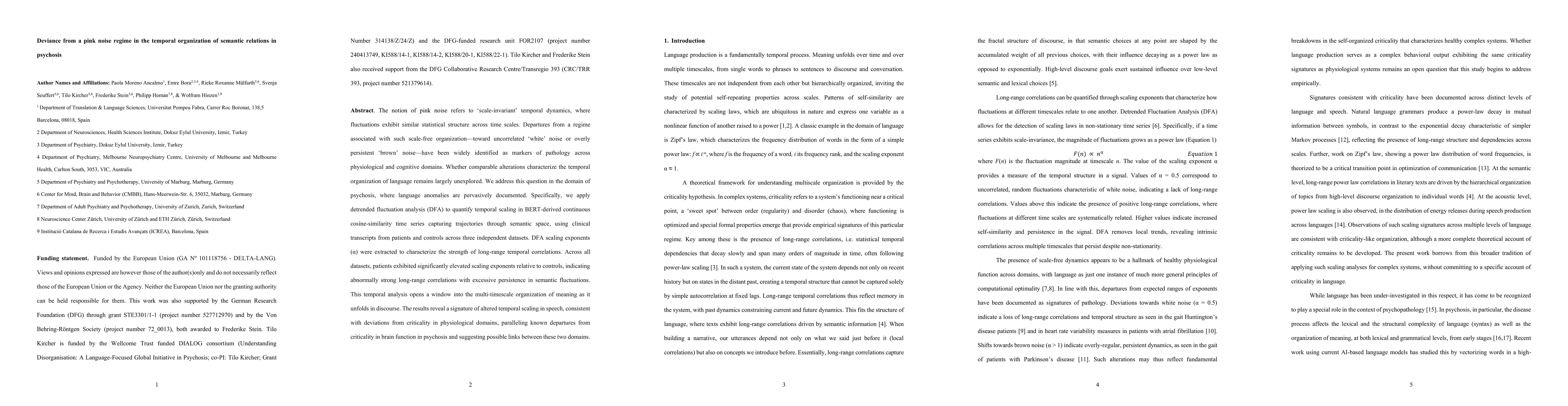Thumbnail for Deviance from a pink noise regime in the temporal organization of semantic relations in psychosis