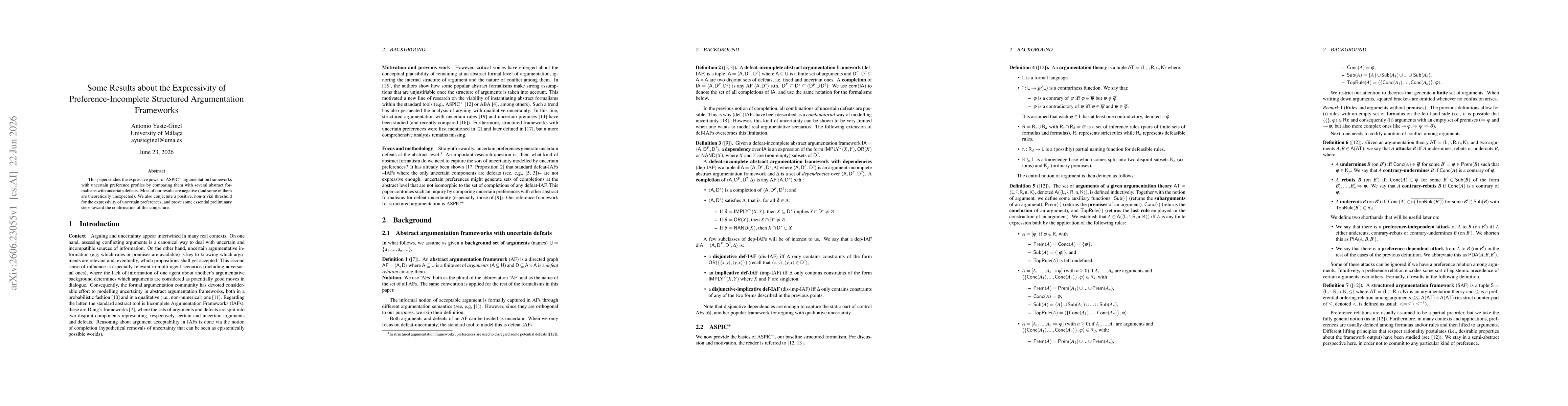 Thumbnail for Some Results about the Expressivity of Preference-Incomplete Structured Argumentation Frameworks