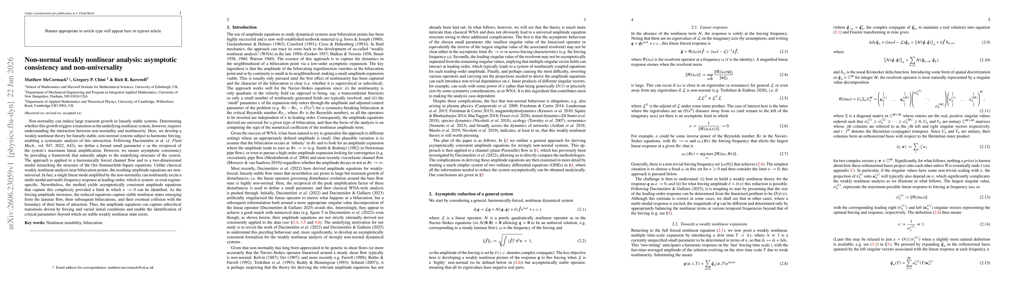 Thumbnail for Non-normal weakly nonlinear analysis: asymptotic consistency and non-universality