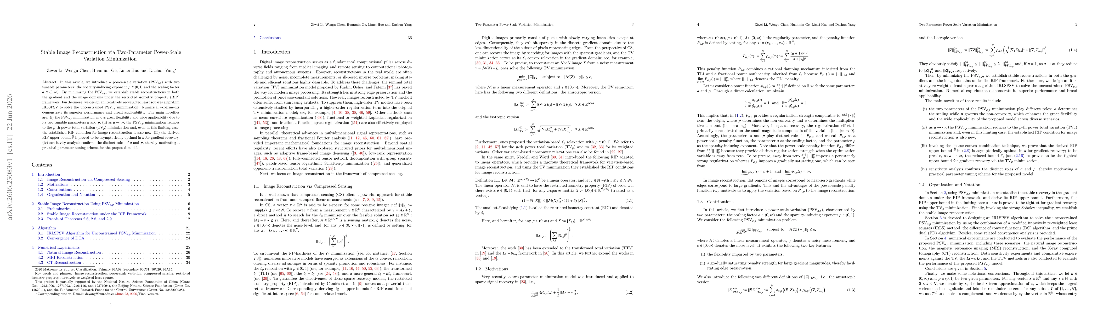 Thumbnail for Stable Image Reconstruction via Two-Parameter Power-Scale Variation Minimization