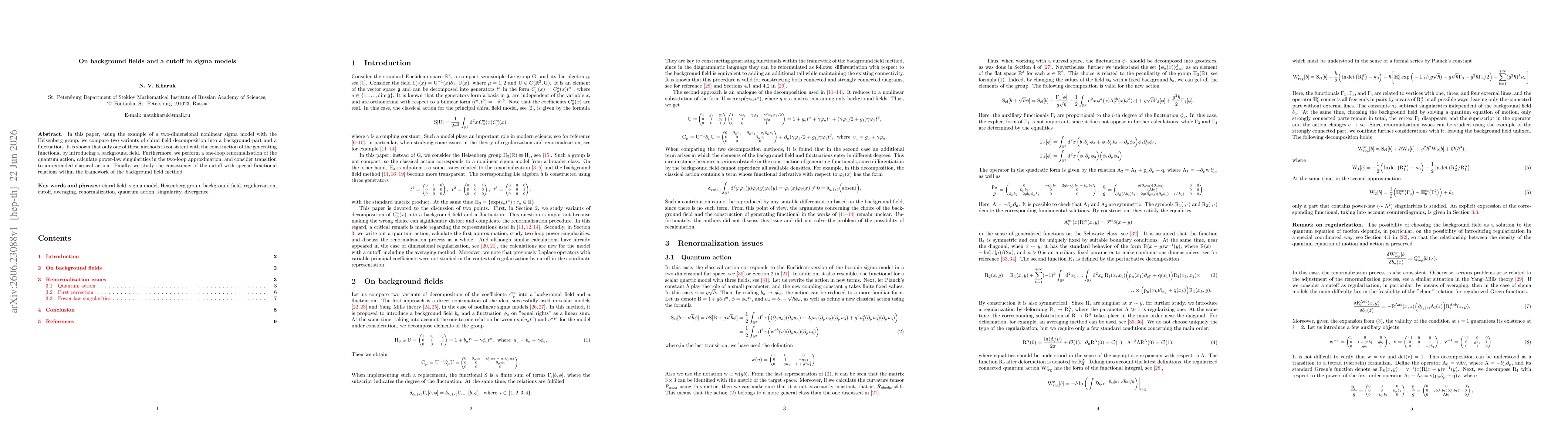 Thumbnail for On background fields and a cutoff in sigma models