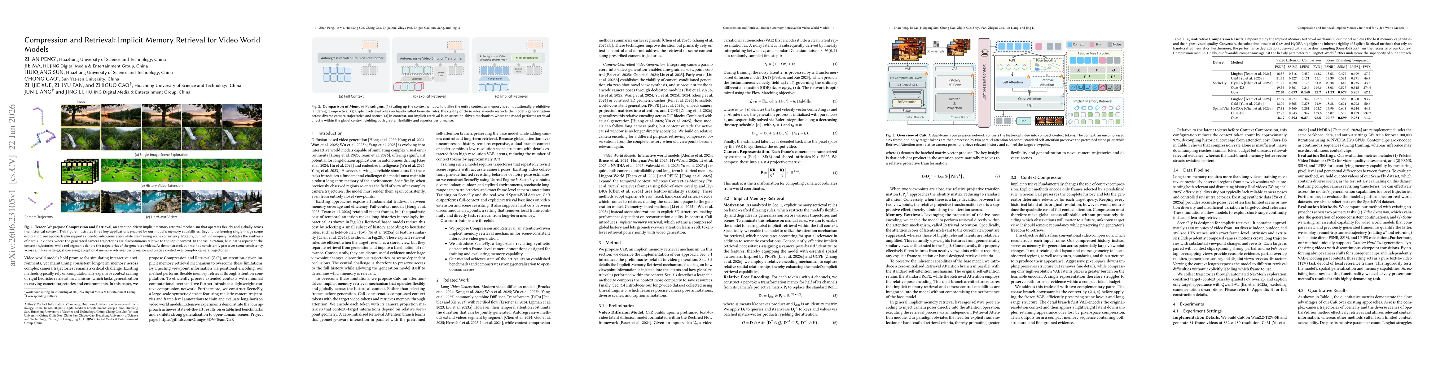 Thumbnail for Compression and Retrieval: Implicit Memory Retrieval for Video World Models