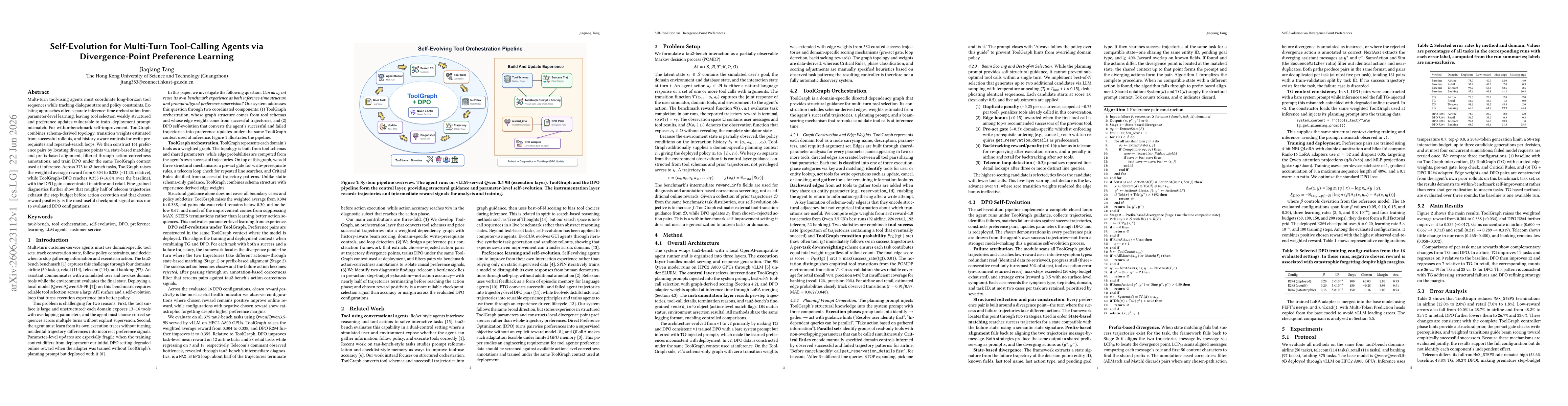 Thumbnail for Self-Evolution for Multi-Turn Tool-Calling Agents via Divergence-Point Preference Learning