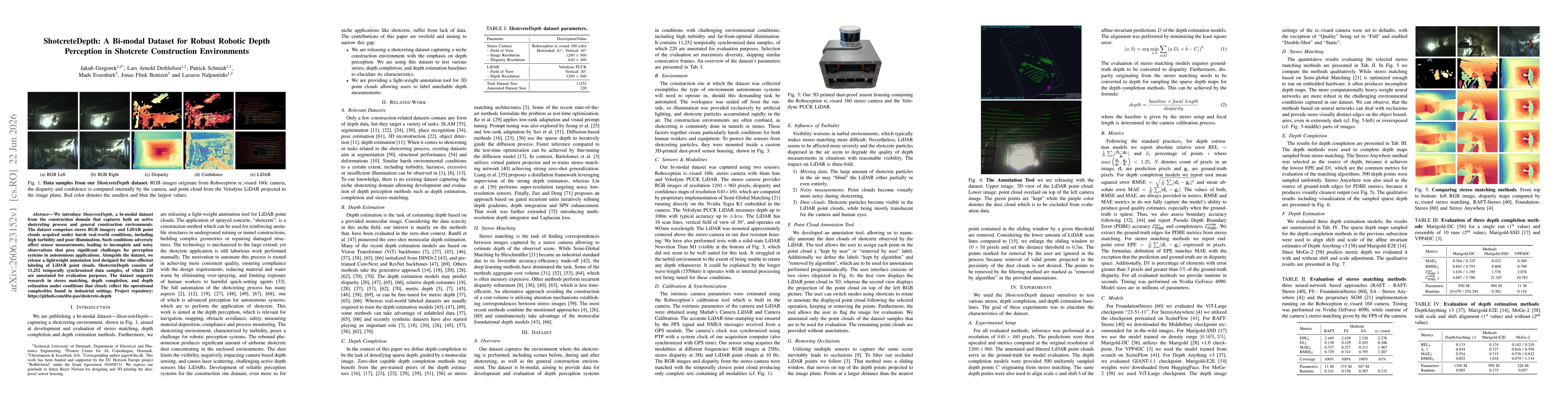 Thumbnail for ShotcreteDepth: A Bi-modal Dataset for Robust Robotic Depth Perception in Shotcrete Construction Environments