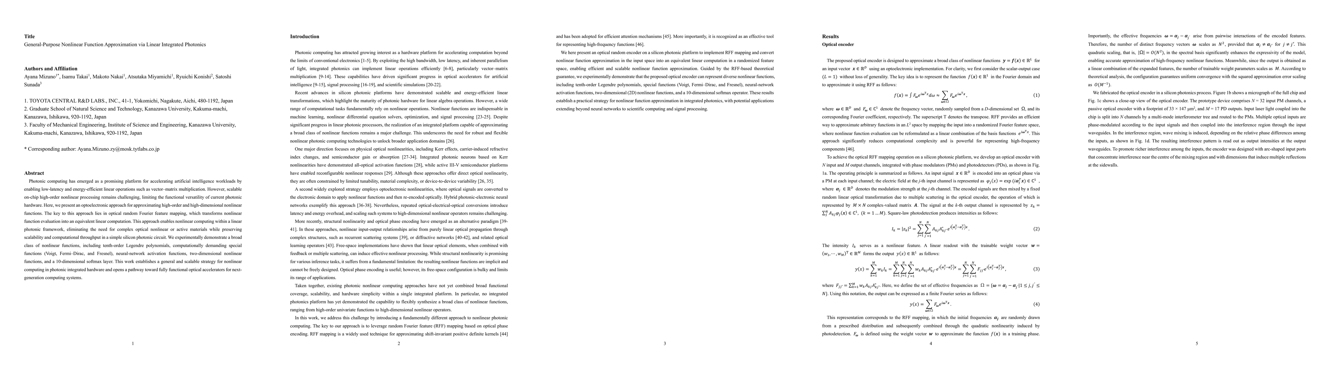 Thumbnail for General-Purpose Nonlinear Function Approximation via Linear Integrated Photonics
