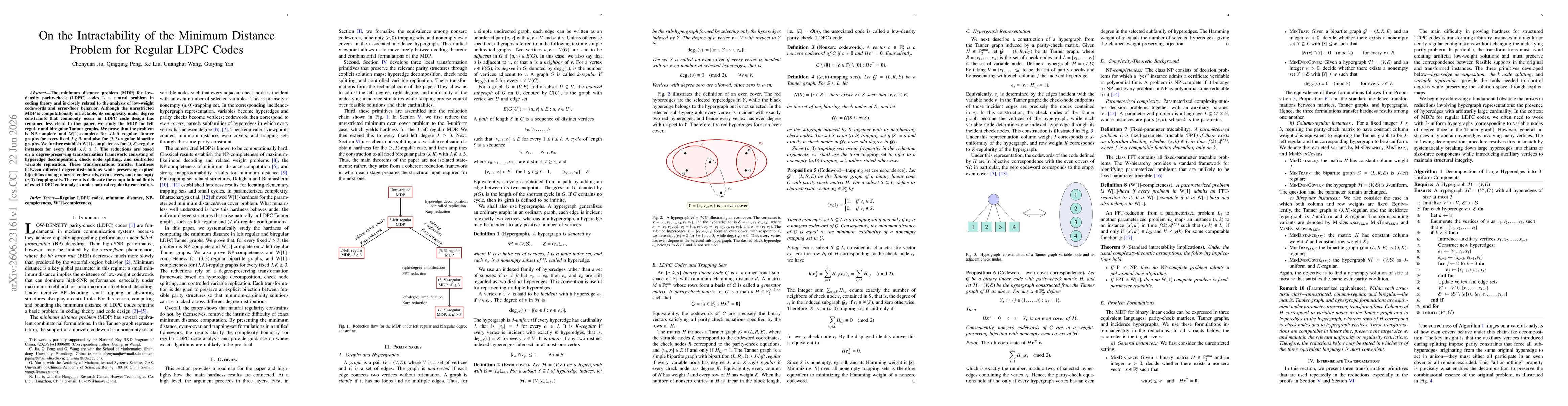 Thumbnail for On the Intractability of the Minimum Distance Problem for Regular LDPC Codes