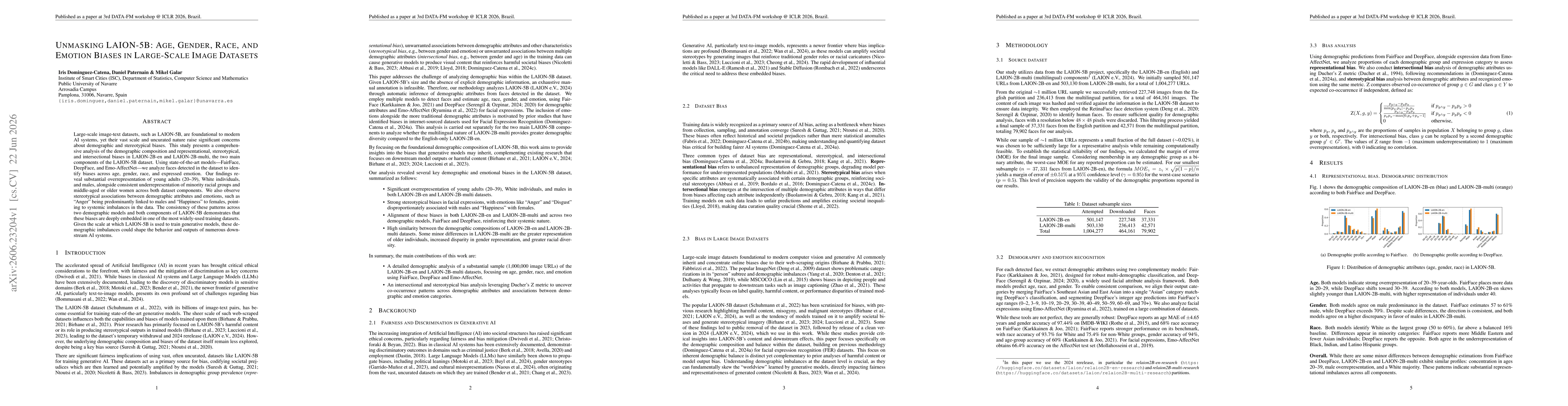 Thumbnail for Unmasking LAION-5B: Age, Gender, Race, and Emotion Biases in Large-Scale Image Datasets