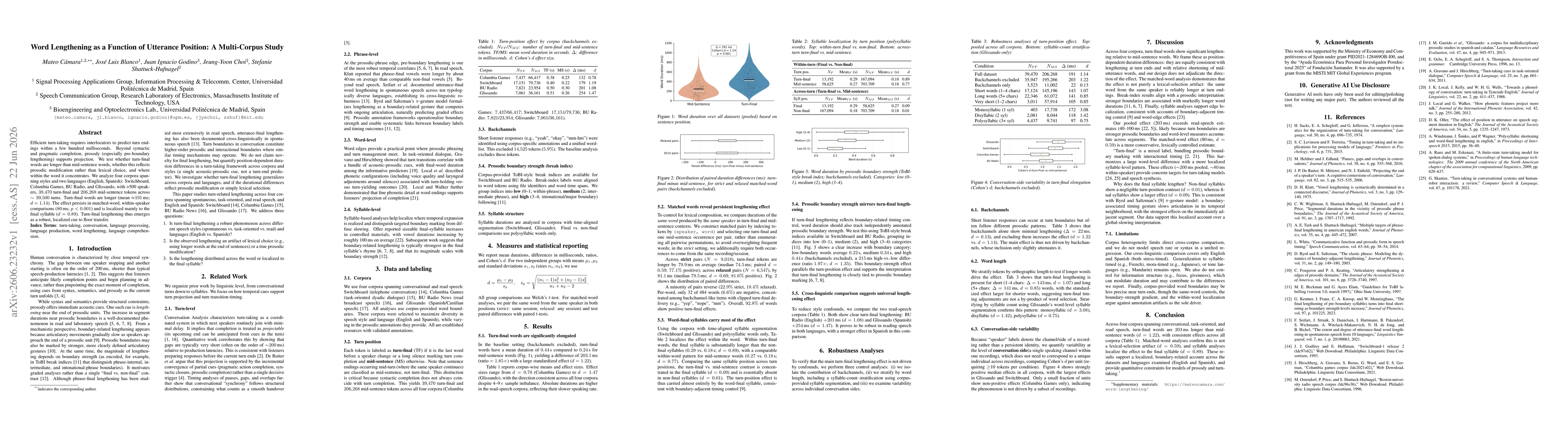 Thumbnail for Word Lengthening as a Function of Utterance Position: A Multi-Corpus Study