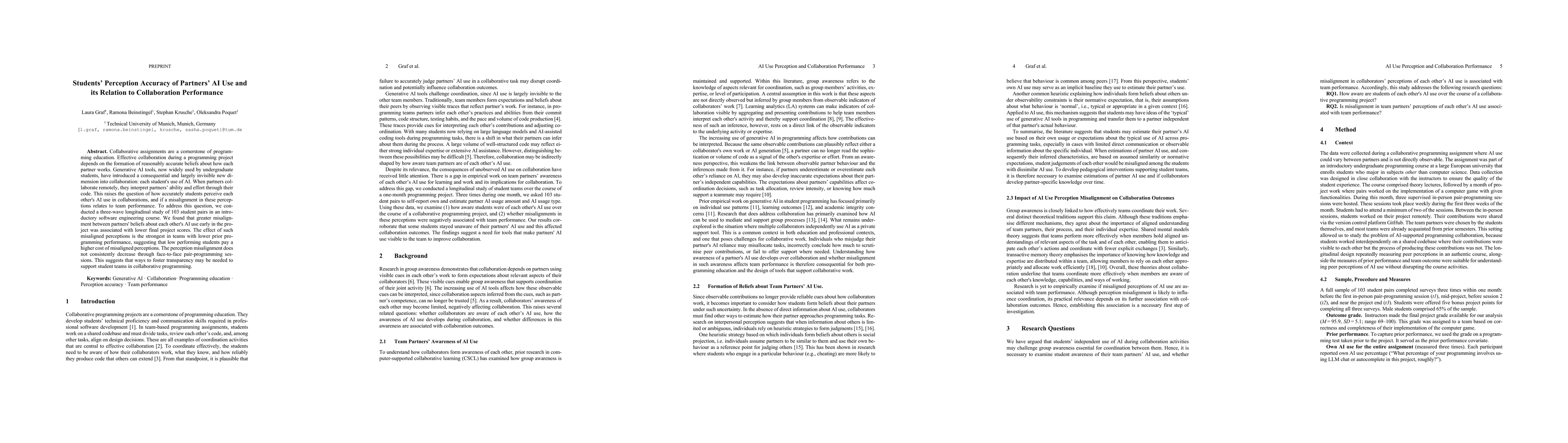 Thumbnail for Students' Perception Accuracy of Partners' AI Use and its Relation to Collaboration Performance