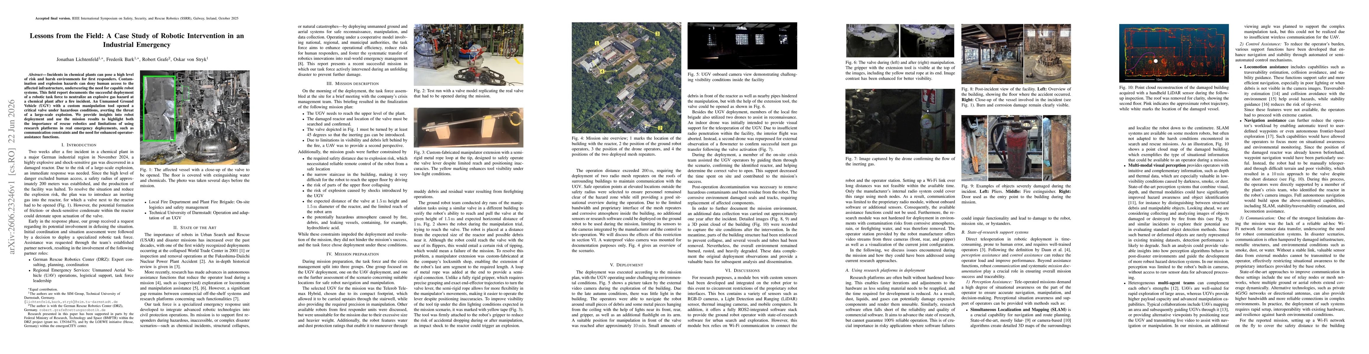 Thumbnail for Lessons from the Field: A Case Study of Robotic Intervention in an Industrial Emergency