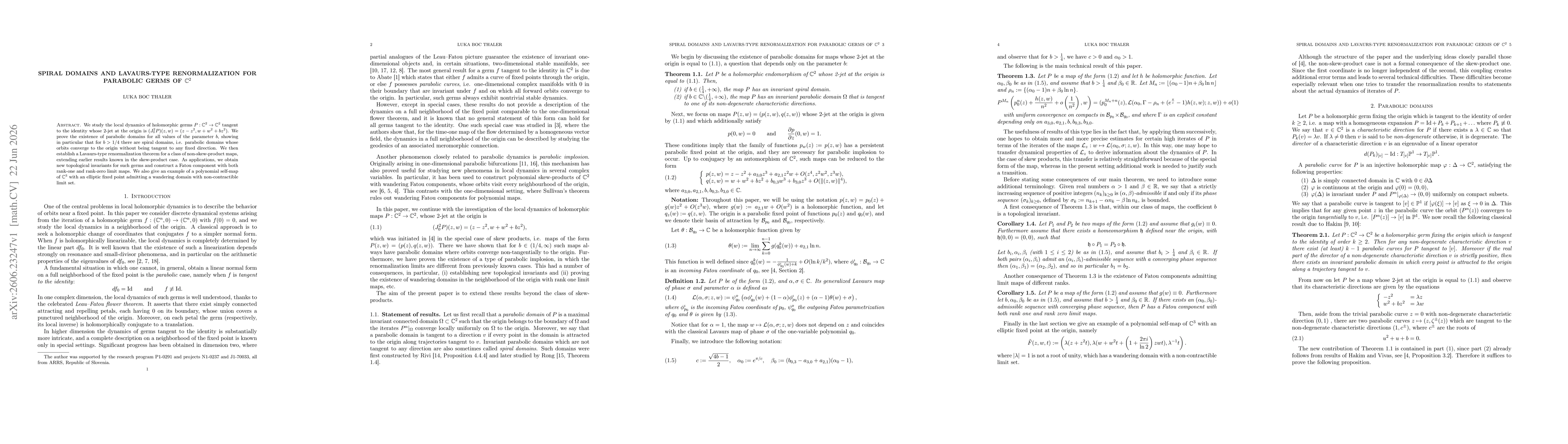 Thumbnail for Spiral Domains and Lavaurs-Type Renormalization for Parabolic Germs of $\mathbb{C}^2$