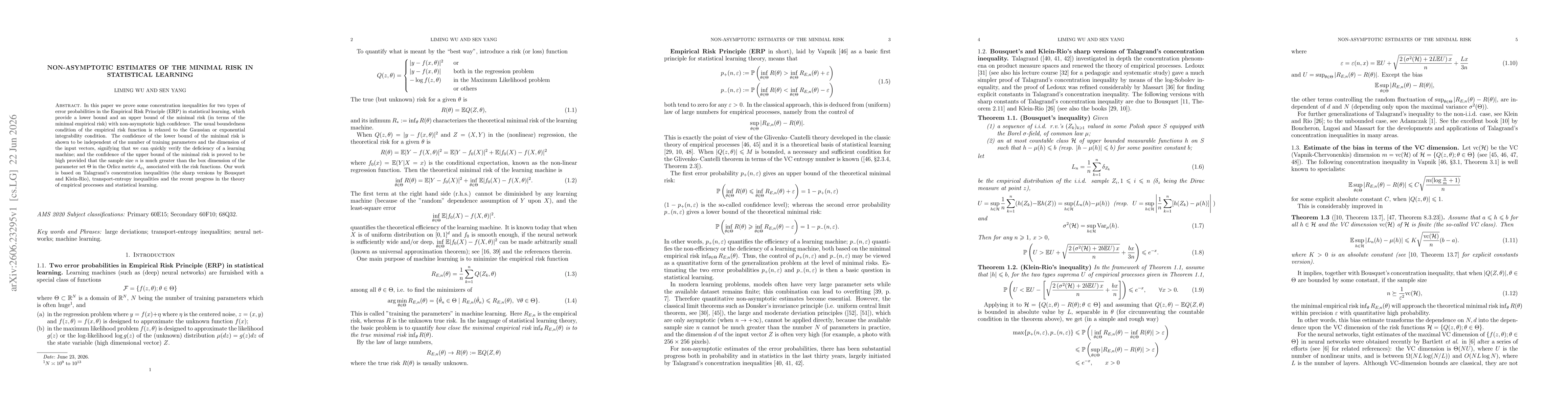 Thumbnail for Non-asymptotic estimates of the minimal risk in statistical learning