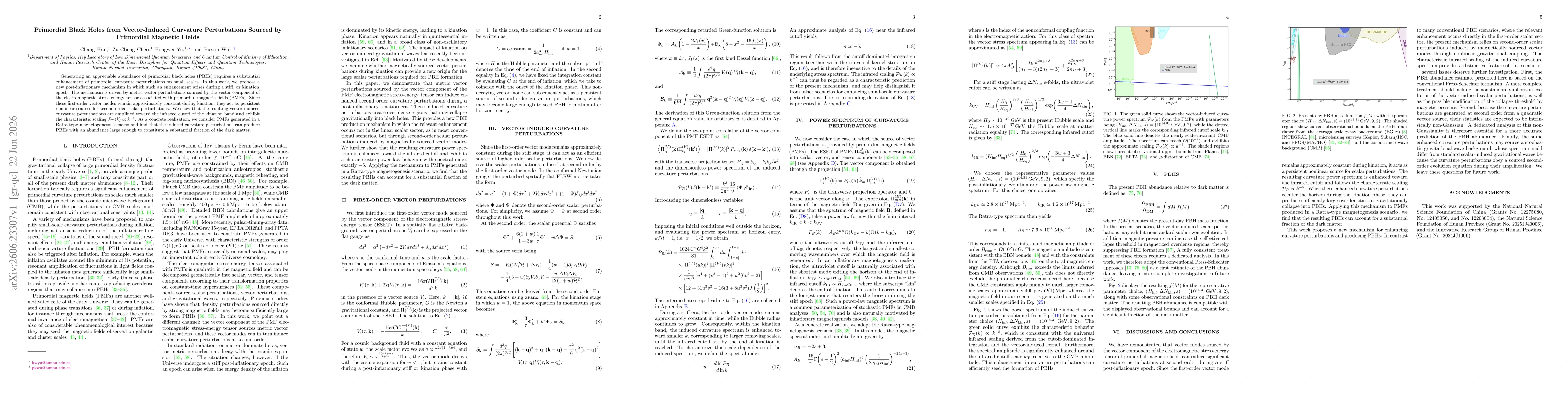 Thumbnail for Primordial Black Holes from Vector-Induced Curvature Perturbations Sourced by Primordial Magnetic Fields