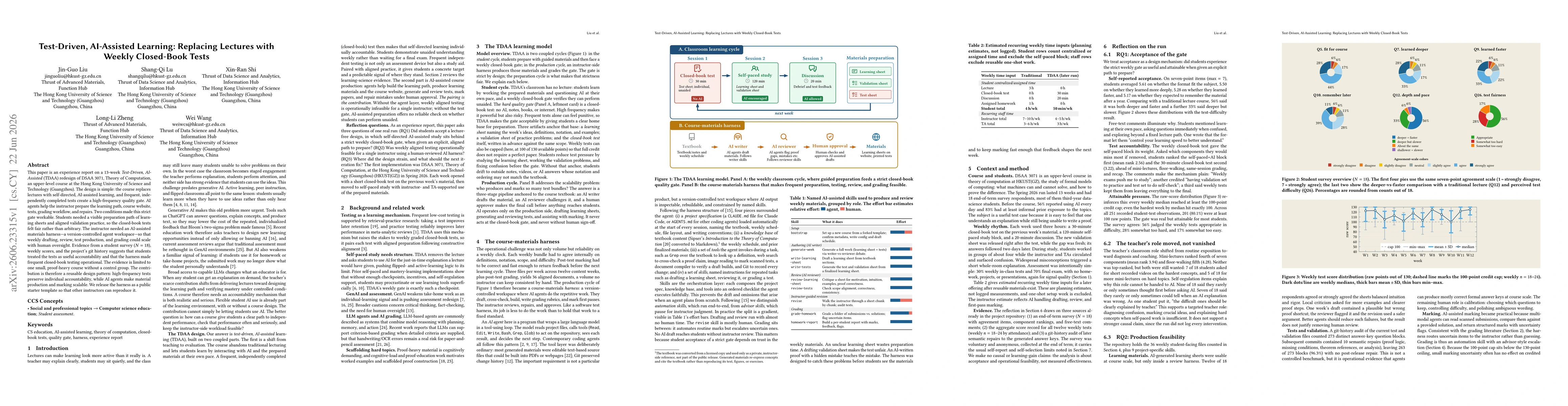 Thumbnail for Test-Driven, AI-Assisted Learning: Replacing Lectures with Weekly Closed-Book Tests