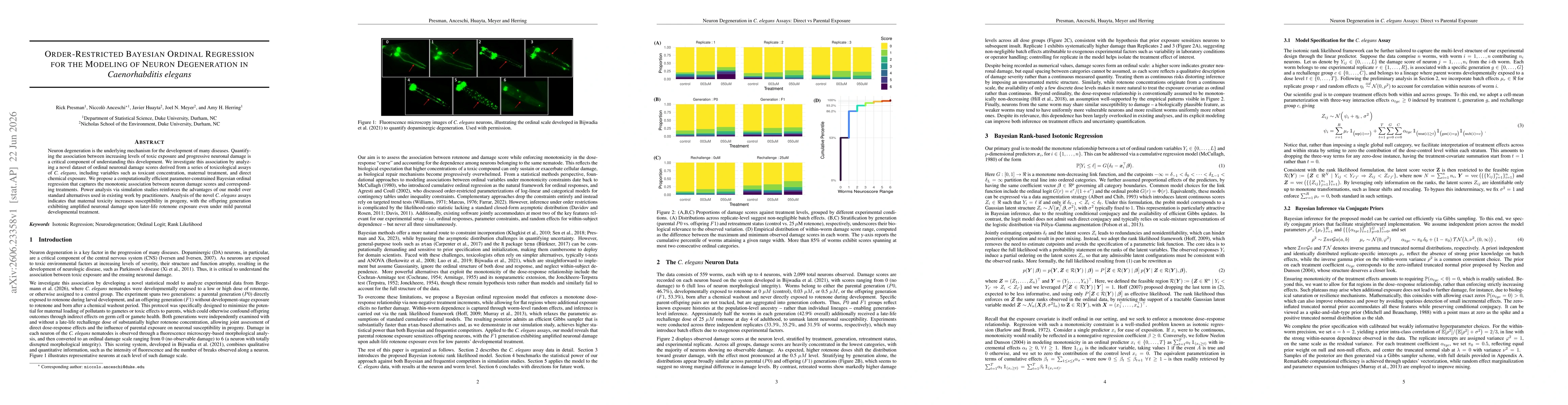 Thumbnail for Order-Restricted Bayesian Ordinal Regression for the Modeling of Neuron Degeneration in Caenorhabditis elegans
