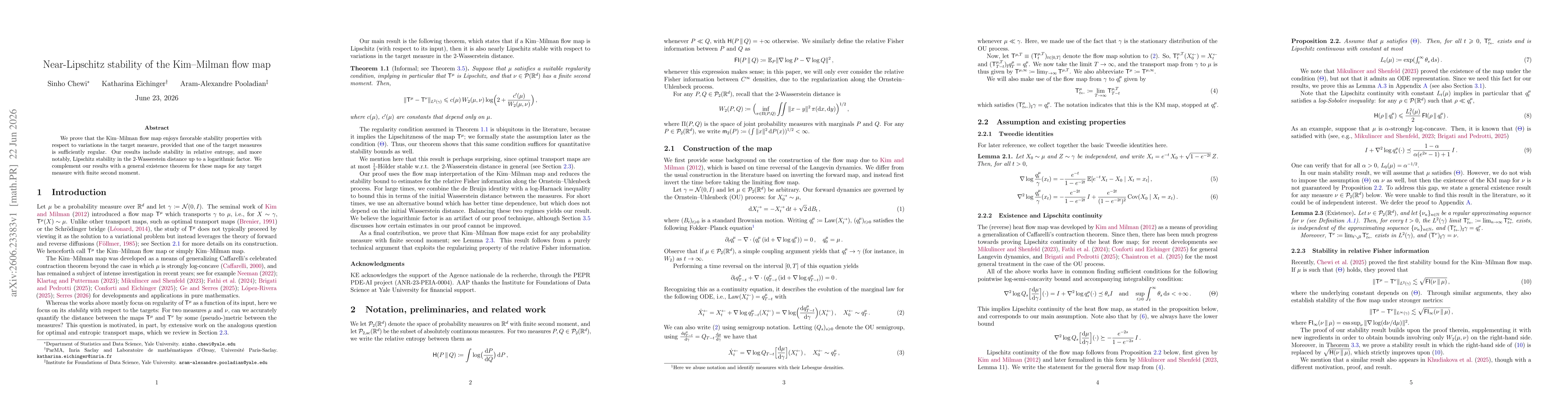 Thumbnail for Near-Lipschitz stability of the Kim--Milman flow map