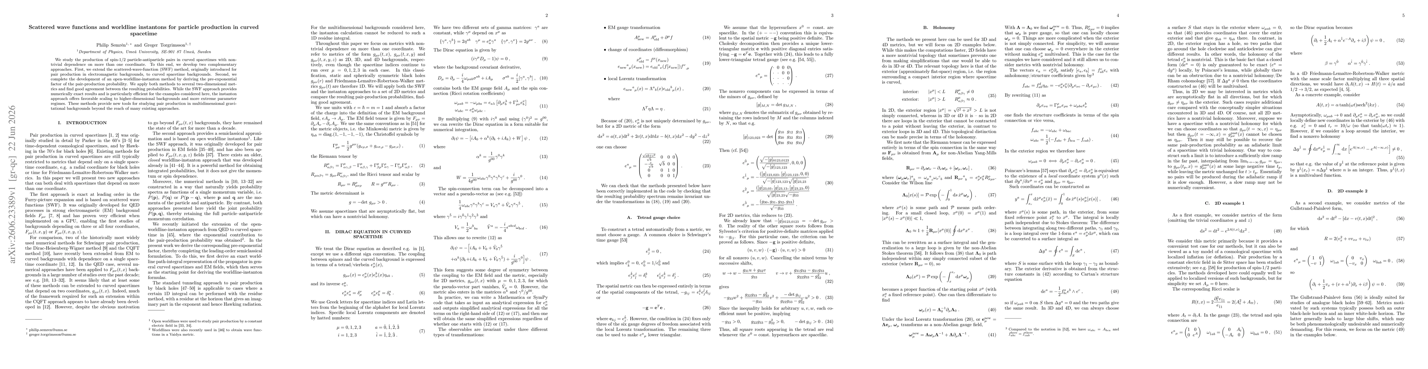 Thumbnail for Scattered wave functions and worldline instantons for particle production in curved spacetime