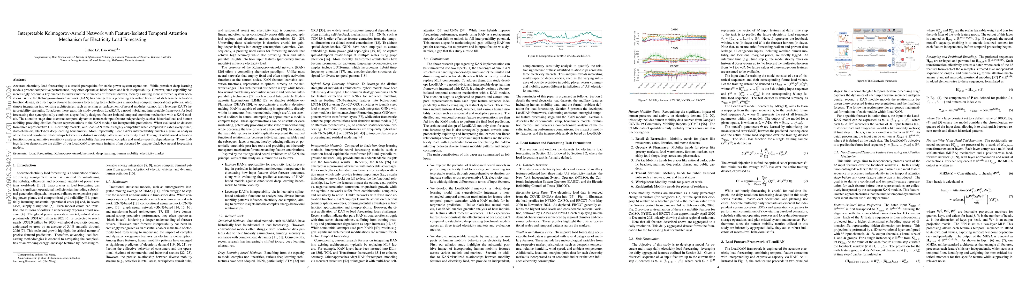 Thumbnail for Interpretable Kolmogorov-Arnold Network with Feature-Isolated Temporal Attention Mechanism for Electricity Load Forecasting