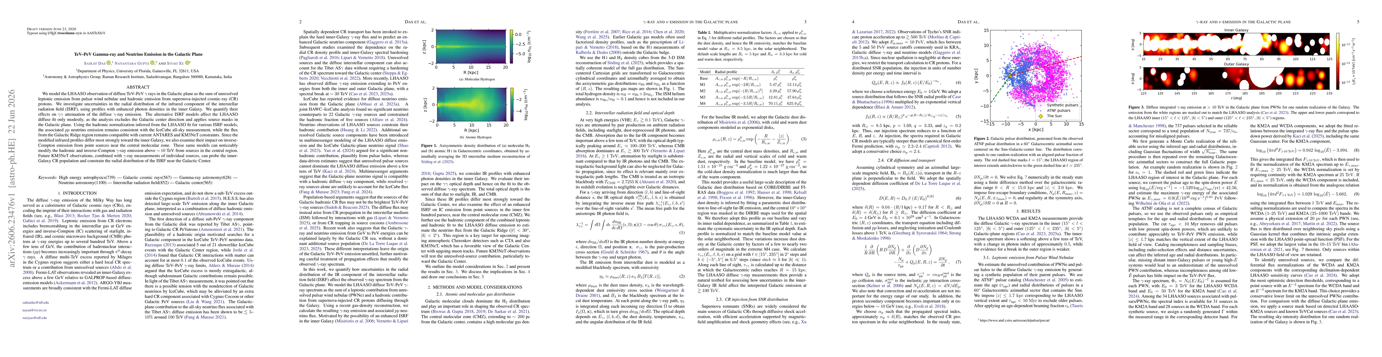 Thumbnail for TeV-PeV Gamma-ray and Neutrino Emission in the Galactic Plane